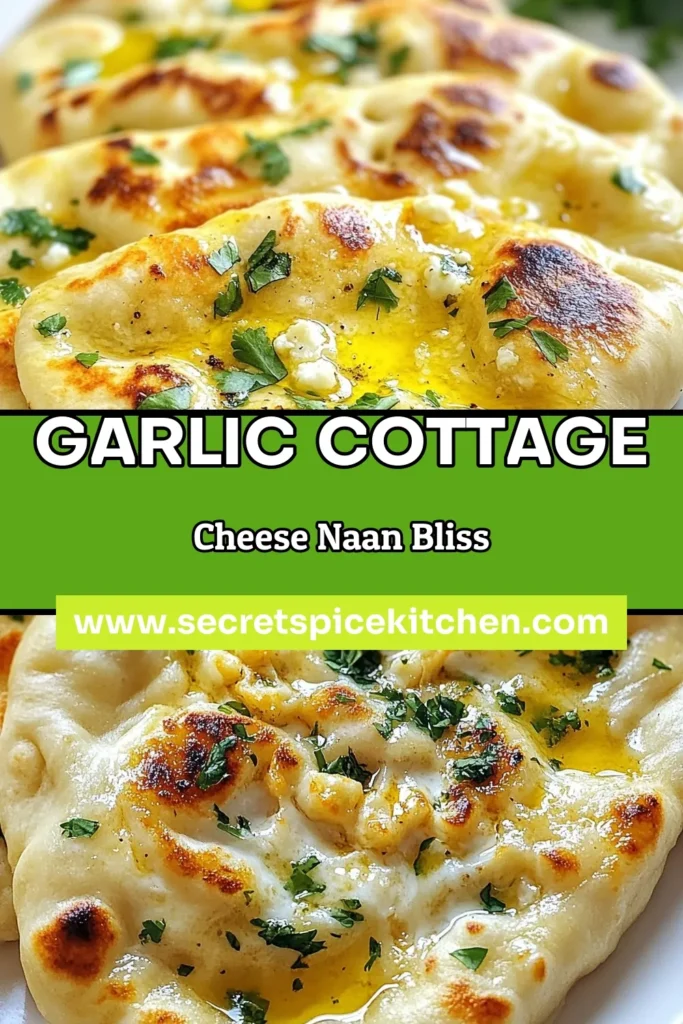 Discover the joy of making Garlic Cottage Cheese Naan at home with this easy naan recipe! This Garlic Naan Recipe combines the rich flavor of cottage cheese and garlic, creating the perfect Indian naan with garlic for any meal. Enjoy warm Homemade Naan Bread, great for dipping or as a side. Try this delicious Garlic Cottage Cheese Naan today and elevate your cooking! Save this recipe for later. #GarlicNaan #CottageCheeseNaan #NaanRecipe #HomemadeNaan