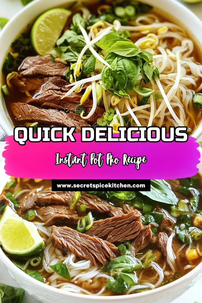 Experience the flavors of Vietnam with this authentic Instant Pot Beef Pho recipe! This easy Beef Pho Recipe features tender brisket and fragrant spices, creating a delicious pho noodle soup that warms your soul. Perfect for weeknight dinners, this Instant Pot Pho is both quick and flavorful. Try it today and enjoy a bowl full of comfort! Save this recipe for your next culinary adventure! #InstantPotBeefPho #BeefPhoRecipe #VietnamesePho #PhoNoodleSoup