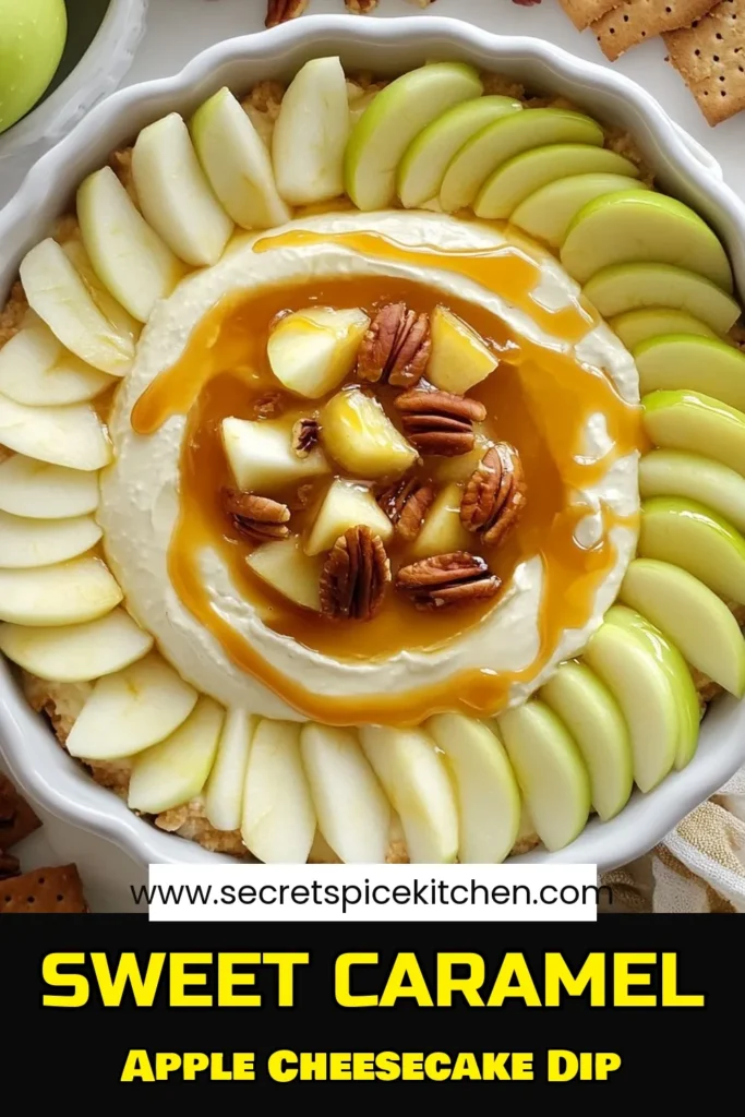Indulge in this irresistible Caramel Apple Cheesecake Dip! This easy cheesecake dip recipe combines creamy cheesecake and crunchy apples, perfect for your next gathering. Enjoy this delicious apple dessert dip as a no-bake cheesecake dip that’s ready in just 15 minutes. You’ll love the blend of flavors and textures. Serve with apple slices and graham crackers. Try it today and make your dessert table shine! #CaramelAppleDip #EasyCheesecakeDip #AppleDessertDip #NoBakeCheesecakeDip