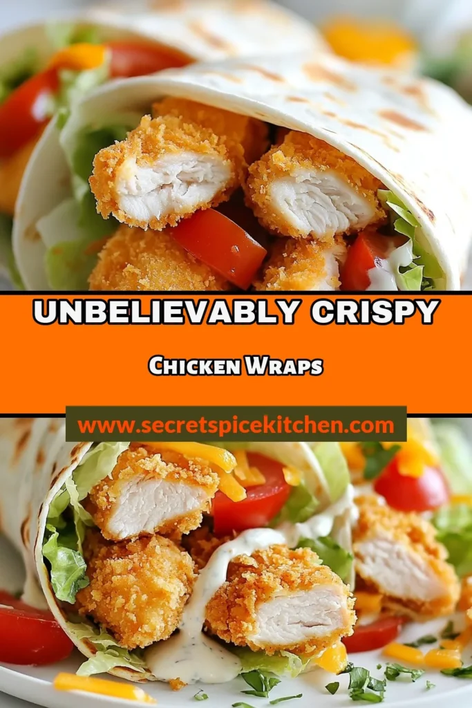 Satisfy your cravings with these extra crispy chicken wraps! This chicken wrap recipe features buttermilk marinated chicken that is panko breaded for an irresistible crunch. Perfect for a quick meal, these homemade ranch wraps are packed with flavor. Enjoy them with fresh lettuce and tomatoes—perfect for lunch or dinner. Try this delicious recipe today! Save it for later! #ExtraCrispyChickenWraps #ChickenWrapRecipe #ButtermilkMarinatedChicken #PankoBreadedChicken
