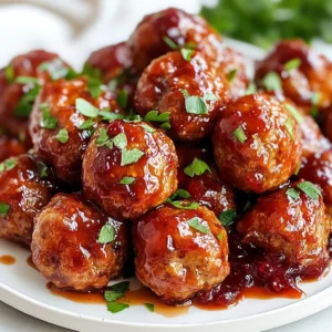 To make sweet and spicy cranberry meatballs, you need: - 1 pound ground turkey or chicken - 1/2 cup breadcrumbs - 1/4 cup grated Parmesan cheese - 1/4 cup finely chopped onion - 1 clove garlic, minced - 1 egg, beaten - 1 teaspoon salt - 1/2 teaspoon black pepper - 1/2 teaspoon cayenne pepper (adjust to taste) - 1 cup cranberry sauce - 2 tablespoons honey - 1 tablespoon apple cider vinegar - 1 teaspoon chili flakes (optional) - Fresh parsley for garnish These ingredients come together to create juicy, flavorful meatballs. The turkey or chicken serves as a lighter base, while the breadcrumbs and cheese add texture. Onions and garlic give great flavor. The egg helps bind all the elements together. To elevate your meatballs, consider adding: - 1 teaspoon chili flakes for extra heat - Fresh herbs like thyme or rosemary for added aroma These optional ingredients can enhance the flavor profile. The chili flakes will crank up the heat for those who love spice. Fresh herbs add a nice touch and freshness to the dish. If you want to swap out ingredients, here are some ideas: - Use ground beef or pork instead of turkey or chicken. - Swap breadcrumbs for crushed crackers or oats for a gluten-free option. - Replace honey with maple syrup for a vegan-friendly choice. - Use any fruit sauce if you don&rsquo;t have cranberry sauce. These substitutions can help you customize the recipe to your taste. They ensure you can still enjoy this dish, even if you lack certain ingredients. {{ingredient_image_1}} First, preheat your oven to 400&deg;F (200&deg;C). This helps cook the meatballs evenly. Next, line a baking sheet with parchment paper. This makes cleanup easy and helps prevent sticking. Now, grab a large bowl. Combine the ground turkey, breadcrumbs, grated Parmesan, chopped onion, minced garlic, beaten egg, salt, black pepper, and cayenne pepper. Mix gently until everything is just combined. Be careful not to overmix, or your meatballs may become tough. Using your hands, form the mixture into bite-sized meatballs, about 1 inch wide. Place them on the prepared baking sheet, leaving some space between each meatball. This helps them cook evenly in the oven. Now, it&rsquo;s time to bake! Place the baking sheet in your preheated oven. Bake the meatballs for about 20 to 25 minutes. You want them to be cooked through and golden brown on the outside. To check if they are done, you can cut one open. If it's no longer pink inside, they&rsquo;re ready. While the meatballs are baking, let&rsquo;s make the glaze. In a saucepan, combine the cranberry sauce, honey, apple cider vinegar, and chili flakes. Heat this mixture over medium heat. Stir it occasionally until it starts bubbling and becomes smooth. This glaze adds the sweet and spicy flavor that makes the meatballs shine. Once the meatballs are done baking, remove them from the oven. Place them in a large bowl. Pour the warm glaze over the meatballs and gently toss them until they are well coated. Now they are ready to impress your guests! To get the best meatballs, use ground turkey or chicken. These meats keep the dish light. Mix the meat with breadcrumbs, cheese, onion, garlic, and egg. Do not overmix the ingredients. Make sure each meatball is about one inch wide. This size cooks evenly and stays juicy. Bake them at 400&deg;F (200&deg;C) for 20-25 minutes. Look for a golden-brown color. Use a meat thermometer to check if they reach 165&deg;F (74&deg;C). This ensures they are safe to eat. Spice levels can make or break your dish. To add warmth, use cayenne pepper. Start with half a teaspoon. Taste the mixture before baking. If you want more heat, add chili flakes. For a milder taste, skip the cayenne or reduce it. Remember, you can always add more spice later. The sweet glaze balances the heat, so don&rsquo;t worry too much. Trust your taste buds! These meatballs shine as a party snack. Serve them in a big bowl with toothpicks. This makes it easy for guests to grab them. You can also present them on skewers for a fun twist. Pair the meatballs with fresh parsley for color. Add a side of extra cranberry sauce for dipping. This adds flavor and looks great on the table. Serve with your favorite drink for a festive touch. Enjoy these tasty bites with friends and family! Pro Tips Use Fresh Ingredients: Fresh herbs and spices will enhance the flavor of your meatballs significantly. Always opt for fresh garlic and parsley if possible. Adjust Spice Levels: The cayenne pepper and chili flakes can be adjusted according to your heat preference. Start with less if you're unsure, and add more for a spicier kick. Keep Meatballs Moist: Avoid overmixing the meatball mixture to prevent tough meatballs. Mixing until just combined will keep them tender and juicy. Make Ahead: You can prepare the meatballs in advance and store them in the fridge for up to 24 hours before baking. This makes for a quick meal on busy days! {{image_2}} You can use different meats in this recipe. Ground turkey or chicken works best. They keep the meatballs moist. If you want to mix things up, try ground beef. Beef gives the meatballs a richer flavor. You can also use ground pork for a juicy option. Each meat adds its own touch to the dish. Serve these meatballs in fun ways. One great option is skewers. Just thread the cooked meatballs onto wooden sticks. It makes eating easy and fun. You can also cut the meatballs into smaller bites. This way, they become perfect for appetizers. Serve them on toothpicks for a party. Guests will love these tasty bites! The glaze is what makes these meatballs pop. You can change the flavor by using different sauces. Try barbecue sauce for a smoky twist. Sweet and sour sauce adds a fruity zing. If you like spicy, use sriracha mixed with cranberry. Each glaze gives a new taste that can surprise your guests. Don't be afraid to experiment and find your favorite! To keep your sweet and spicy cranberry meatballs fresh, store them in the fridge. Place them in an airtight container. They will last about three to four days. Make sure to let them cool before sealing the container. This helps prevent moisture buildup. If you want to save them for later, freezing is a great option. First, let the meatballs cool completely. Then, arrange them in a single layer on a baking sheet. Freeze them for about an hour. This helps them keep their shape. After that, transfer the meatballs to a freezer bag. Remove as much air as possible to prevent freezer burn. They can last for up to three months in the freezer. When it&rsquo;s time to enjoy your meatballs again, reheating them properly is key. For the best results, heat them in the oven. Preheat your oven to 350&deg;F (175&deg;C). Place the meatballs on a baking sheet and cover them with foil. Heat for about 15-20 minutes or until they are warm throughout. You can also reheat them in the microwave. Just place them on a microwave-safe plate and cover them loosely. Heat in short bursts, stirring in between, until they are hot. Enjoy your meatballs just like fresh! Yes, you can use other meats. Ground beef or pork works great. You can also use plant-based meat if you prefer a vegetarian option. Just keep the same amount for each type. Cooking times may vary slightly based on your choice. Always check the internal temperature to ensure safety. The meatballs are done when they reach 165&deg;F (74&deg;C) inside. You can use a meat thermometer for this. They should also be golden brown on the outside. If you cut one open, it should no longer be pink on the inside. These meatballs pair well with many sides. Try serving them with rice or mashed potatoes. They also taste great with fresh bread. For a lighter option, a green salad works well too. You can even serve them as appetizers with toothpicks for easy eating. In this blog post, we covered the key ingredients and steps to make perfect Sweet and Spicy Cranberry Meatballs. You learned about the main ingredients, optional flavors, and useful substitutions. We guided you through preparation, baking, and making the glaze. Our tips helped ensure your meatballs are cooked just right. Also, we shared variations and storage info for future meals. Overall, these meatballs are easy and versatile. Enjoy creating your own tasty versions at home!
