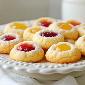 To make Christmas thumbprint cookies, you need a few simple ingredients. Here&rsquo;s what you&rsquo;ll need: - 1 cup unsalted butter, softened - 1/2 cup granulated sugar - 1/2 cup brown sugar, packed - 1 teaspoon vanilla extract - 2 cups all-purpose flour - 1/4 teaspoon salt - 1/4 teaspoon baking powder - 1/2 cup chopped nuts (optional: walnuts or pecans) - 1/2 cup assorted jams (apricot, raspberry, or strawberry) - 1/2 cup powdered sugar (for dusting) These ingredients come together to create a rich and buttery cookie. The thumbprint design holds your favorite jam, adding sweetness and color. I love using different jams for variety. Each jam brings its own unique flavor to the cookie. You can choose one or mix a few for a fun twist! Make sure your butter is softened. This helps it blend well with the sugars. If you add nuts, they add a nice crunch. Choose nuts that you enjoy. These cookies are not just tasty; they also look festive. Dusting with powdered sugar gives them a snowy look, perfect for the holidays. {{ingredient_image_1}} 1. Preheat your oven to 350&deg;F (175&deg;C). This ensures even baking. 2. In a large mixing bowl, cream together 1 cup of softened unsalted butter, 1/2 cup of granulated sugar, and 1/2 cup of packed brown sugar. Mix until fluffy. This step adds air and makes the cookies light. 3. Mix in 1 teaspoon of vanilla extract. This gives the cookies a warm flavor. 1. In another bowl, whisk together 2 cups of all-purpose flour, 1/4 teaspoon of salt, and 1/4 teaspoon of baking powder. This helps to distribute the leavening evenly. 2. Gradually incorporate the dry mixture into the wet ingredients. Mix until just combined. Be careful not to overmix; this keeps the cookies tender. 1. Using a teaspoon, scoop small amounts of dough. Roll them into balls about 1 inch in diameter. Place them on a baking sheet lined with parchment paper, spaced about 2 inches apart. 2. With your thumb or a small round utensil, create an indentation in the center of each cookie. This is where the jam will go. 3. Fill each indentation with a small amount of your chosen jam, like apricot, raspberry, or strawberry. Don't overfill; keep it neat. 4. Bake in the preheated oven for 12-15 minutes. The edges should be lightly golden. 5. Once baked, remove the cookies from the oven. Let them cool on the baking sheet for 5 minutes. Then transfer them to a wire rack to cool completely. - Ensure butter is softened for better mixing: Softened butter blends well with sugars. This gives your cookies a light and fluffy texture. Leave the butter out for about an hour before baking. - Best practices for creating even indentations: Use your thumb or the back of a small spoon to press into the dough gently. Make sure the indentations are not too deep, so the jam does not overflow. - Recommended jams for optimal flavor: Try using apricot, raspberry, or strawberry jams. Each brings a unique flavor that pairs well with the cookies. You can also mix them for fun surprises! - Dusting with powdered sugar for visual appeal: After baking, sprinkle powdered sugar on top of the cookies. This makes them look festive and adds a sweet touch. - Ideas for festive cookie platters: Arrange the cookies on a decorative platter. Add sprigs of holly or peppermint candies around them. This adds color and makes your cookies stand out! Pro Tips Chill the Dough: For a firmer dough that holds its shape better, refrigerate the dough for about 30 minutes before baking. Choose Quality Jam: Using high-quality, flavorful jams will enhance the overall taste of your cookies, so opt for gourmet varieties if possible. Even Indentations: Use the back of a measuring spoon to create uniform indentations in the dough for consistent baking and a neat appearance. Powdered Sugar Dusting: Dust the cookies with powdered sugar just before serving to maintain its fluffy appearance and prevent clumping. {{image_2}} You can switch up the jam in these cookies for fun flavors. Try mango, cherry, or even chocolate! Each jam brings a new taste that makes the cookies special. You can also go nut-free. If someone has a nut allergy, just leave out the nuts. The cookies will still be soft and tasty. If you need gluten-free cookies, you can use a flour blend. Many brands sell gluten-free flour that works great. For a vegan option, swap butter with coconut oil. You can also use flax eggs instead of regular eggs. Just mix 1 tablespoon of ground flaxseed with 2.5 tablespoons of water for each egg. These swaps keep the cookies delicious and friendly for everyone! To keep your Christmas thumbprint cookies fresh, follow these tips: - Cool Completely: Let the cookies cool fully on a wire rack. - Airtight Containers: Store them in a clean, airtight container. This keeps them moist and soft. - Layer with Parchment: If stacking, place parchment paper between layers. This prevents sticking. For the best taste, eat the cookies within a week. Freezing cookies is a great way to save some for later. Here&rsquo;s how: - Freeze Dough: Scoop and shape the dough into balls. Place them on a baking sheet and freeze until solid. Then, transfer the balls to a freezer bag. - Thawing and Baking: When ready to bake, take the dough out of the freezer. Let it thaw in the fridge for a few hours. Preheat your oven and bake as usual. This way, you can enjoy fresh cookies any time! Can I make the dough ahead of time? Yes, you can make the dough ahead. Wrap it tightly and store it in the fridge. It stays fresh for up to three days. This way, you can bake when you want. Just let it sit at room temperature for 10-15 minutes before rolling. How can I prevent the cookies from spreading too much? To stop the cookies from spreading, chill the dough for 30 minutes. Cold dough helps keep the cookies thick. Also, ensure your oven is at the right temperature. An oven thermometer can help with this. What is the origin of thumbprint cookies? Thumbprint cookies date back to Europe. They are popular in many countries. The name comes from the way we press our thumbs into the dough. They are often filled with jam, making them a festive treat. Are these cookies suitable for gifting? Absolutely! These cookies are perfect for gifting. Their cute shape and festive look make them a great choice. You can pack them in a nice box or a jar. Add a ribbon for a personal touch. How long do thumbprint cookies last? Thumbprint cookies last about one week at room temperature. Keep them in an airtight container to keep them fresh. If you want them to last longer, you can freeze them. Can I use different types of sugar? Yes, you can use different sugars. Brown sugar adds a rich flavor, while granulated sugar keeps them light. You can even mix them for a unique taste. Just remember, the texture might change slightly. This article covered the tasty world of thumbprint cookies. You learned about the simple ingredients and easy steps to bake them. We shared tips for success and ways to store or freeze your cookies. You can even try different flavors and dietary options. In my view, these cookies are a fun treat for any occasion. Get creative and enjoy baking!