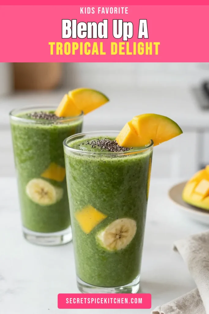 Revitalize your day with this Tropical Green Smoothie! Packed with fresh spinach, sweet mango, and hydrating coconut water, this healthy smoothie recipe is perfect for breakfast or a snack. Enjoy a delicious spinach smoothie with mango that's both refreshing and protein-packed, thanks to Greek yogurt. Blend it up in just 5 minutes! Try this coconut water smoothie today and feel great! Save this recipe for later! #HealthySmoothie #SmoothieRecipe #TropicalVibes #ProteinPackedSmoothie