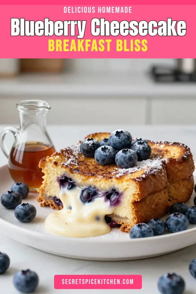 Indulge in the deliciousness of Blueberry Cheesecake French Toast Bake! This easy breakfast casserole combines layers of brioche with a creamy cream cheese blueberry filling, making it a perfect brunch treat. With our Brioche French Toast Bake Recipe, you'll impress family and friends. Prep it overnight for a hassle-free morning. Don't miss out on this delightful combination of flavors—save this recipe now! #BlueberryCheesecakeFrenchToast #EasyBreakfast #BriocheFrenchToast #OvernightFrenchToastBake