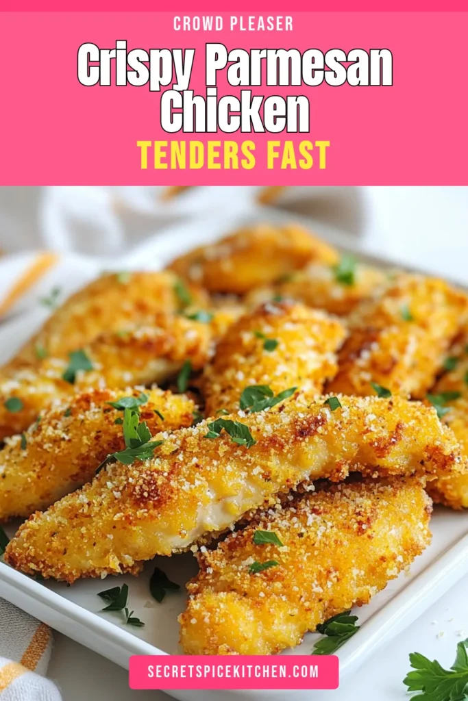 Try these delicious Air Fryer Parmesan Crusted Chicken Tenders for a quick and easy dinner! Our crispy air fryer chicken is coated in flavorful Parmesan cheese and panko breadcrumbs, making this one of the best quick chicken recipes around. Perfectly crunchy on the outside and juicy on the inside, these tenders are a hit for any meal. Don't miss out—save the recipe now! #AirFryerChickenTenders #ParmesanCrustedChicken #CrispyAirFryerChicken #QuickChickenRecipes