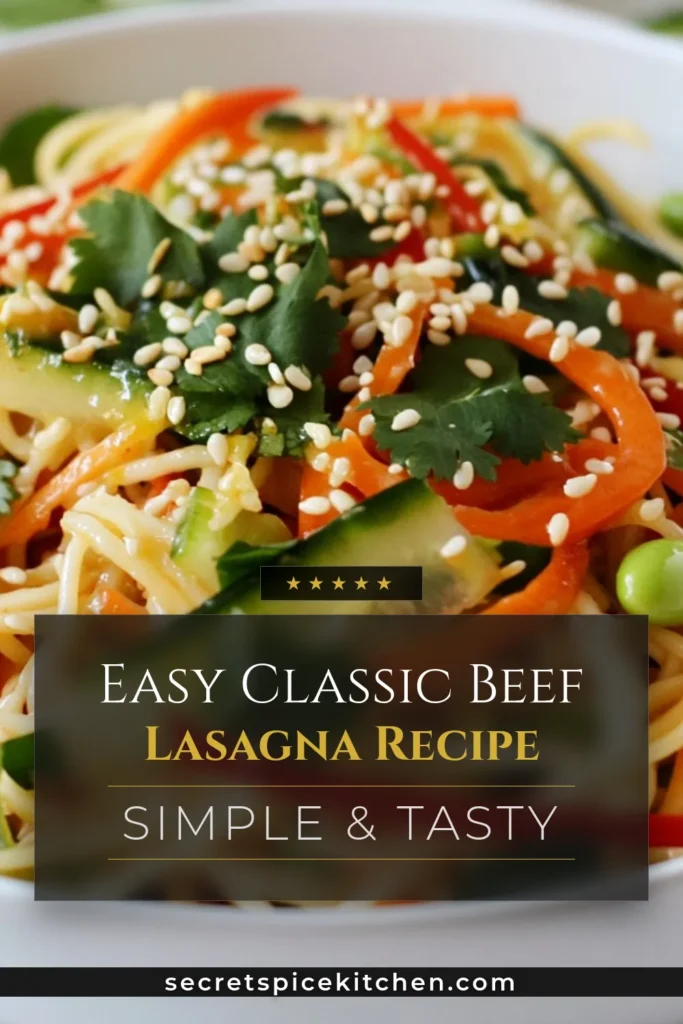 Try this delicious and refreshing sesame ginger noodle salad! Packed with vibrant veggies like edamame, carrots, and cucumber, this healthy noodle salad is perfect for a light lunch or dinner. Our easy rice noodle salad recipe is a must-try for anyone who loves cold noodle dishes. Enjoy it chilled for maximum flavor. Don’t forget to save this recipe for your next meal prep! #HealthyEating #NoodleSalad #EdamameSalad #ColdNoodleRecipe