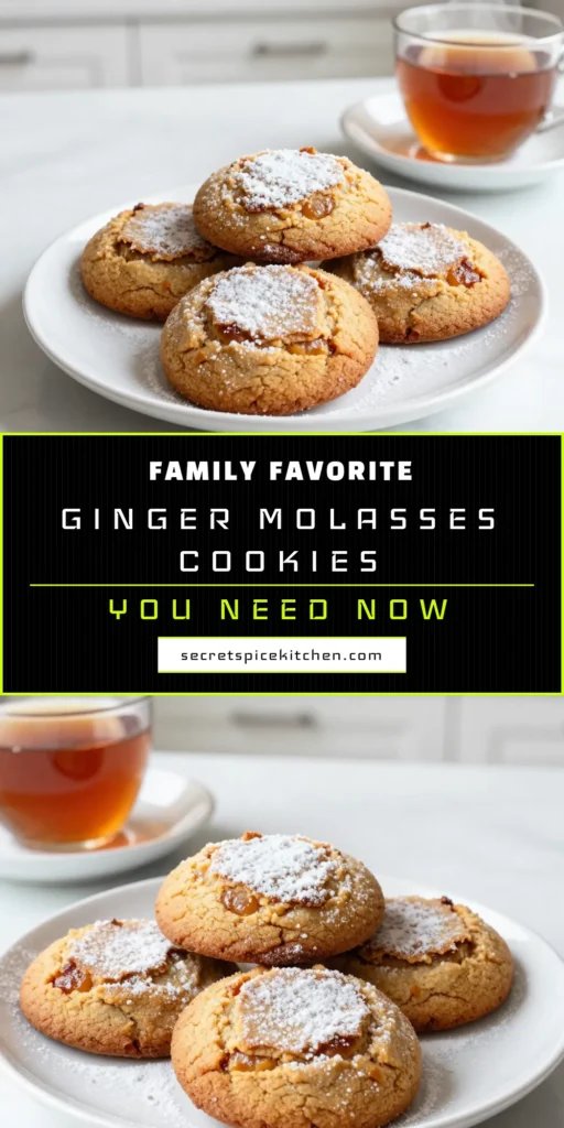 Discover the perfect recipe for chewy ginger molasses cookies that are both delicious and easy to make! This easy ginger cookies recipe combines warm spices and molasses for a classic treat. You'll love these soft and chewy cookie recipes that are perfect for any occasion. Make homemade molasses cookies that will impress your friends and family. Pin this recipe now and enjoy the comfort of classic ginger spice cookies! #GingerCookies #BakingRecipes #CookieRecipe #HomemadeCookies
