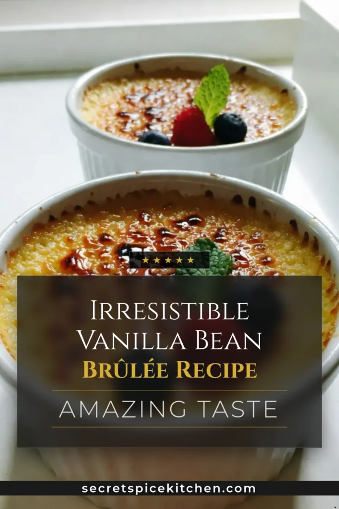 Discover how to make a delightful vanilla bean crème brûlée with this easy crème brûlée recipe! This classic French dessert features a rich homemade vanilla custard topped with a perfectly caramelized sugar crust that's sure to impress. Ideal for special occasions or a sweet treat at home, this recipe makes four servings of pure indulgence. Save this recipe and elevate your dessert game today! #VanillaCremeBrulee #EasyDessert #FrenchCuisine #HomemadeTreats