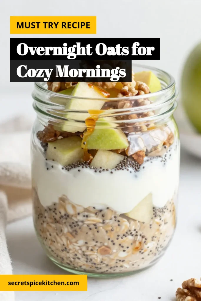 Start your day with these delicious and healthy apple cinnamon overnight oats! This easy breakfast idea features a blend of rolled oats, almond milk, diced apples, and aromatic cinnamon, making it a delightful vegan overnight oats recipe. With simple ingredients and minimal prep time, this oatmeal recipe with apple is perfect for busy mornings. Try this healthy overnight oats recipe today and enjoy the cozy flavors all week! Save and share! #OvernightOats #HealthyBreakfast #VeganRecipes #AppleCinnamonOats