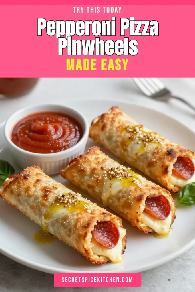 Discover the deliciousness of Pepperoni Pizza Pinwheels with this easy pizza pinwheel recipe! Perfect for quick snacks or parties, these mouthwatering mozzarella cheese pinwheels are sure to impress. Made with pepperoni and pizza sauce, these homemade pizza snacks are not only simple to create but also fun to eat. Bake up a batch of pizza rolls with pepperoni today! Save this recipe for your next gathering! #PizzaSnacks #EasyRecipes #SnackIdeas #HomemadePizza