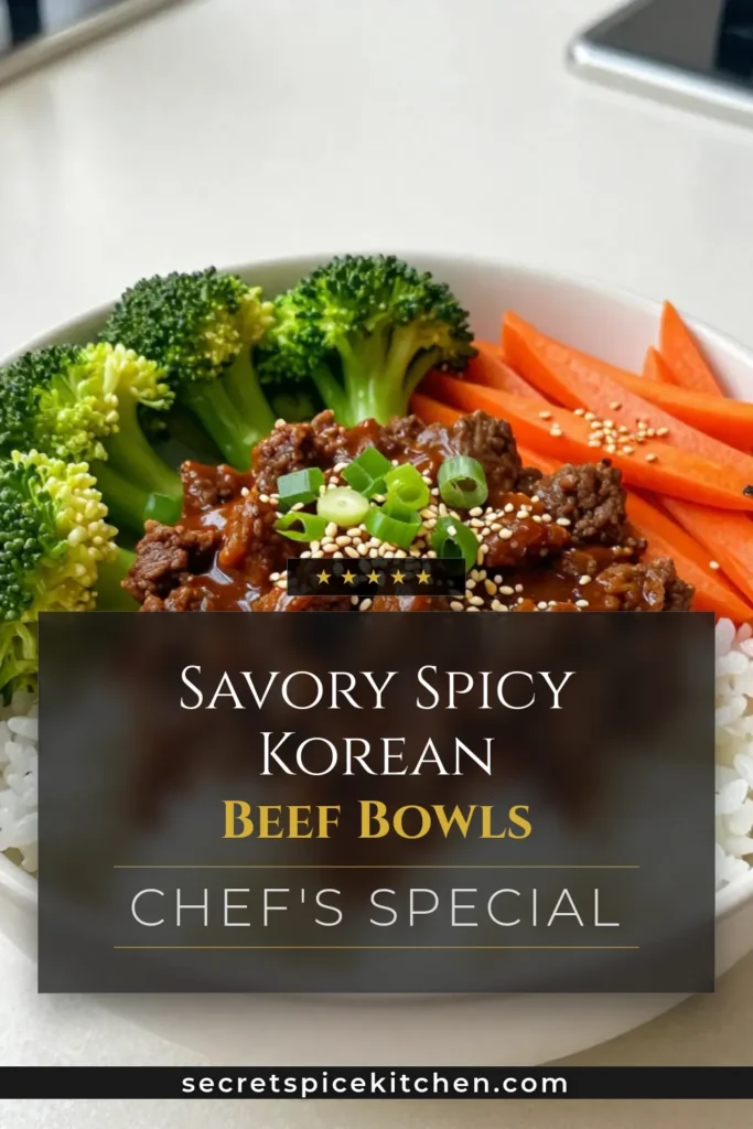 Looking for a quick and delicious dinner? Try this Spicy Korean beef recipe for a delightful meal! These Korean beef bowls feature tender gochujang beef, perfectly paired with jasmine rice and fresh veggies. This easy Korean dinner is perfect for busy weeknights. Elevate your dining experience with this spicy beef and rice bowls recipe. Save now and bring the flavors of Korea to your table! #KoreanBeefBowls #SpicyBeef #EasyKoreanDinner #GochujangBeefRecipe