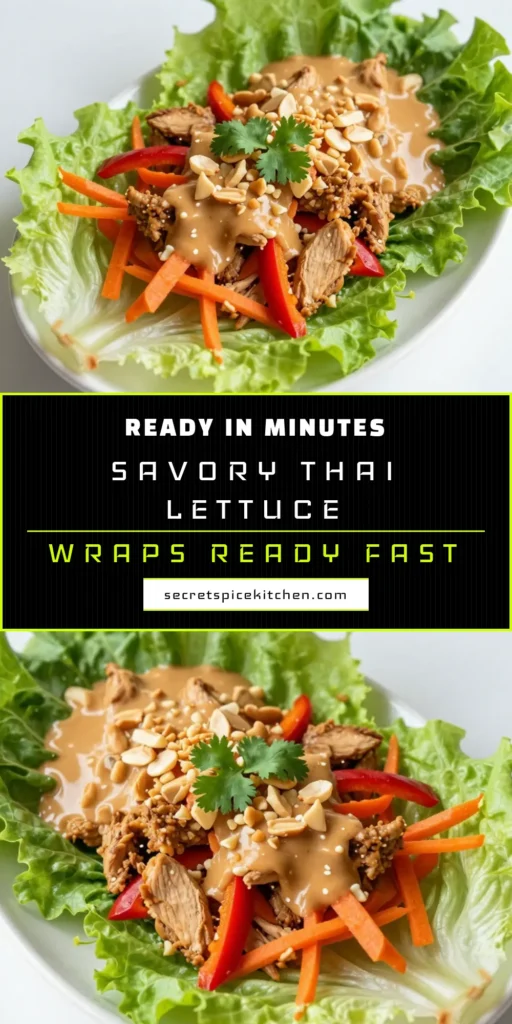 Looking for a delicious twist on dinner? Try these Thai Peanut Chicken Lettuce Wraps! This easy lettuce wraps recipe features ground chicken sautéed with fresh veggies and coated in a creamy peanut sauce. Perfect for a healthy meal, these healthy Thai chicken wraps are flavorful and satisfying. Get ready to impress your family with this quick recipe that anyone can make. Don’t miss out—save this easy peanut sauce wraps idea now! #ThaiPeanutChicken #LettuceWrapsRecipe #HealthyThaiChickenWraps #EasyPeanutSauceWraps