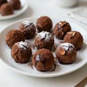 To make these truffles, you need just a few simple items: - 1 cup heavy cream - 8 ounces dark chocolate, chopped - 1/4 cup Amaretto syrup (non-alcoholic) - 1 teaspoon vanilla extract These ingredients create a rich and creamy chocolate ganache. The heavy cream gives a smooth texture. The dark chocolate adds depth and a bold flavor. Amaretto syrup brings a sweet almond twist. Vanilla enhances the taste and rounds it out. You can make your truffles even more fun with toppings. Here are some ideas: - 1 cup crushed almonds - 1/2 cup cocoa powder - 1/2 cup powdered sugar These coatings add crunch and sweetness. Cocoa powder gives a rich, chocolatey bite. Crushed almonds add a nice texture and nutty flavor. You can mix and match for variety. For the best flavor, I suggest using high-quality dark chocolate. Look for chocolate with 60-70% cocoa content. This gives a nice balance of sweetness and bitterness. If you prefer a sweeter taste, you can use semi-sweet chocolate. Just remember, the better the chocolate, the better your truffles will taste! {{ingredient_image_1}} Start by heating 1 cup of heavy cream in a small saucepan. Set the heat to medium and bring it to a gentle simmer. Watch closely; don&rsquo;t let it boil. When the cream is hot, remove the pan from the heat. Add 8 ounces of chopped dark chocolate. Stir until the chocolate melts completely and the mixture is smooth. Next, pour in 1/4 cup of non-alcoholic Amaretto syrup and 1 teaspoon of vanilla extract. Mix well to combine all the flavors. Once your ganache is smooth, let it cool to room temperature. This step is key! After it cools, place it in the fridge. Chill the mixture for about 1 to 2 hours. You want it to firm up enough to handle easily. After chilling, use a melon baller or a small scoop to take out portions of the ganache. Roll each portion quickly between your palms to form smooth balls. Set up three shallow bowls with coatings: 1/2 cup of cocoa powder, 1 cup of crushed almonds, and 1/2 cup of powdered sugar. Roll each truffle in your choice of coating until well covered. Finally, place the truffles on a parchment-lined baking sheet. Refrigerate them for another 30 minutes to set before serving. To melt chocolate well, use low heat. I prefer a double boiler. If you don&rsquo;t have one, place a heat-safe bowl over a pot of simmering water. This method helps prevent burning. Stir the chocolate often until it melts smoothly. If you use the microwave, do it in short bursts. Heat for 20 seconds, then stir. Repeat until fully melted. Make sure the chocolate mixture is firm enough before scooping. After chilling, use a melon baller or small scoop. This will help you get even portions. Roll the scoops between your palms quickly. Your hands should be clean and dry for best results. If the mixture sticks, wet your hands slightly with cold water. For a beautiful display, use a nice platter or individual cupcake liners. This adds charm. You can drizzle melted chocolate over the truffles for elegance. A sprinkle of crushed almonds on top can add a nice touch. Always keep the truffles chilled until serving. This keeps them firm and tasty. Pro Tips Chill the Mixture Thoroughly: Ensure the chocolate ganache is completely chilled before rolling into truffles. This makes the process easier and helps achieve a perfect shape. Use Quality Chocolate: Opt for high-quality dark chocolate for the best flavor. The chocolate's quality significantly impacts the overall taste of your truffles. Experiment with Coatings: Feel free to mix and match your coatings! Try rolling some truffles in shredded coconut or finely chopped nuts for added texture and flavor. Gift Presentation: When giving these truffles as gifts, consider using decorative boxes or jars. Adding a ribbon or personalized tag can enhance the presentation. {{image_2}} You can make these truffles even more fun. Try adding a splash of orange zest for a fresh taste. A few drops of almond extract can boost the amaretto flavor. If you like spice, add a pinch of sea salt or cinnamon. These small changes can take the flavor to a whole new level. While cocoa powder is classic, it&rsquo;s fun to switch it up! Roll the truffles in crushed nuts, like pistachios or hazelnuts. You can also coat them in shredded coconut for a tropical twist. If you want a touch of sweetness, use colored sprinkles or candy melts. Each option adds a unique look and taste. If you want to keep it simple, use the non-alcoholic amaretto syrup. It still gives rich flavor without the alcohol. For a more grown-up treat, try real amaretto liqueur. It adds depth and warmth. Both versions taste amazing, so choose based on your crowd. To keep your Amaretto chocolate truffles fresh and tasty, store them in an airtight container. Line the container with parchment paper to avoid sticking. Place the truffles in a single layer. If you need to stack them, separate each layer with more parchment. When stored properly, these truffles last about one week in the fridge. If you want them to stay fresh longer, check for changes in texture or smell before eating. If you notice anything off, it&rsquo;s best to toss them. You can freeze these truffles for up to three months. First, let them chill in the fridge. Then, place them in a single layer on a baking sheet. Freeze until firm, then transfer them to an airtight container. When ready to enjoy, thaw them in the fridge overnight. This keeps the texture nice and smooth. Yes, you can use milk chocolate. It will make the truffles sweeter and creamier. Just remember, milk chocolate has less cocoa than dark chocolate. This change can affect the firmness of your truffles. If you choose milk chocolate, watch the cooling time. You may need to chill them longer to get the right texture. To make gluten-free truffles, focus on the ingredients. The dark chocolate, heavy cream, and Amaretto syrup are gluten-free. Make sure the chocolate you buy is labeled gluten-free. If you use any toppings, like crushed almonds, ensure they are also gluten-free. Always check labels to be safe. Gifting truffles is a joy! You can arrange them on a pretty platter or in small boxes. Use cupcake liners for a nice touch. For a personal feel, add a handwritten note. Drizzling melted chocolate on top adds elegance. These thoughtful gifts are sure to impress anyone! Amaretto chocolate truffles are fun and tasty treats. We discussed key ingredients, step-by-step making, tips for success, and options for variations. You now have all the tools to make your truffles special. Remember to store them properly for the best taste. Whether you choose a creamy milk chocolate or go for dark, each bite can be a delight. Enjoy crafting these treats for yourself or to share with others. You have the knowledge to impress everyone with your tasty truffles.