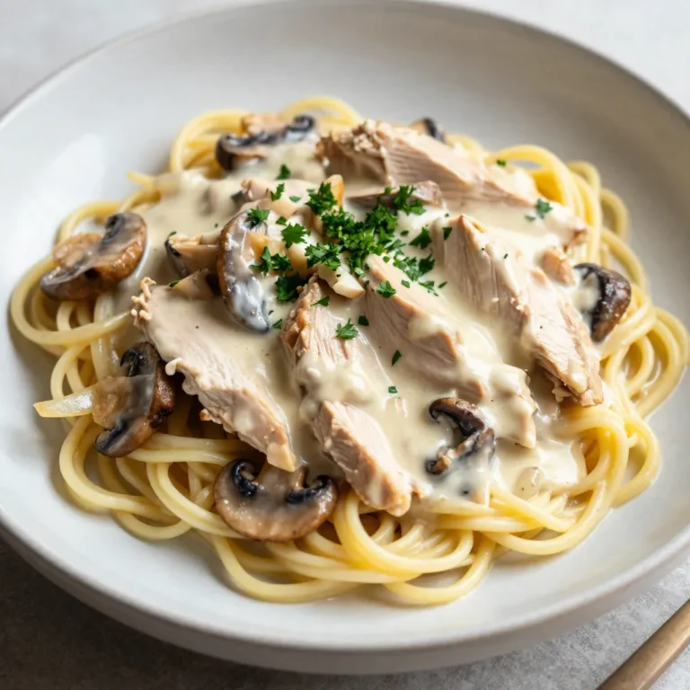 For creamy chicken stroganoff, you need: - 1 lb (450g) boneless, skinless chicken breasts, sliced thinly - 1 cup mushrooms, sliced (preferably cremini or button) - 1 medium onion, finely chopped - 2 cloves garlic, minced - 1 cup low-sodium chicken broth - 1 cup sour cream - 2 tablespoons flour - 2 tablespoons olive oil - 1 teaspoon Dijon mustard - Salt and black pepper to taste - Fresh parsley, chopped, for garnish - Cooked egg noodles or rice for serving If you lack any ingredients, don’t worry! Here are some easy swaps: - Use turkey instead of chicken for a leaner option. - Substitute any mushrooms with canned mushrooms or even spinach for a twist. - Swap sour cream with Greek yogurt for a healthier choice. - Use vegetable broth instead of chicken broth for a vegetarian version. - If you don't have Dijon mustard, try yellow mustard or omit it altogether. This dish serves about four people. Each serving has: - Calories: 450 - Protein: 30g - Carbohydrates: 35g - Fat: 20g - Fiber: 2g This creamy chicken stroganoff is not just tasty but also packed with protein. It’s perfect for a cozy dinner! {{ingredient_image_1}} First, gather your ingredients. You need 1 pound of boneless chicken breasts. Slice them thinly for even cooking. In a large skillet, heat 2 tablespoons of olive oil over medium heat. Add the chicken to the skillet. Season it with salt and black pepper. Cook the chicken for about 5 to 7 minutes. You want it to be lightly browned and cooked through. Once done, remove the chicken from the skillet and set it aside. Next, use the same skillet for your vegetables. Add 1 medium onion, finely chopped, and 2 cloves of minced garlic. Sauté them for about 2 to 3 minutes. You want the onions to become translucent. Then, add 1 cup of sliced mushrooms. I recommend using cremini or button mushrooms. Cook them for about 5 minutes. They should release moisture and turn golden brown. This adds great flavor to your dish. Now it’s time to make the sauce. Sprinkle 2 tablespoons of flour over the mushrooms. Mix well to coat them. Gradually stir in 1 cup of low-sodium chicken broth. Make sure to scrape any browned bits from the bottom of the skillet. This adds even more taste. Bring the mixture to a gentle simmer. Let it thicken for about 3 to 5 minutes. Now, reduce the heat to low. Stir in 1 cup of sour cream and 1 teaspoon of Dijon mustard. Mix until everything is combined. Return the cooked chicken to the skillet. Stir well and gently heat through for another 2 to 3 minutes. Do not let it boil. This ensures your sauce stays creamy and rich. To get a creamy sauce, use sour cream at room temperature. It will mix better. When adding it to the pan, do not let the sauce boil. Boiling can make it curdle. Stir gently and keep the heat low. If the sauce is too thick, add a splash of chicken broth. This will help you reach the perfect consistency. When cooking chicken, slice it thinly. Thin pieces cook faster and stay juicy. Season the chicken well with salt and pepper. This adds flavor right from the start. Cook the chicken over medium heat for about 5-7 minutes. Look for a light brown color. Once done, remove it from the heat to keep it tender. One common mistake is not sautéing the onions and garlic long enough. They should be soft and fragrant. Another mistake is skipping the flour. It helps thicken the sauce, giving it a nice texture. Do not rush the process! Take your time to let the flavors blend. Lastly, avoid overcooking the mushrooms. They should be golden brown, not mushy. Pro Tips Use Fresh Ingredients: Fresh chicken and mushrooms will enhance the flavor and texture of your stroganoff significantly. Adjust the Thickness: If you find the sauce too thick, simply add a splash of chicken broth to reach your preferred consistency. Flavor Boost: For an added depth of flavor, consider adding a splash of white wine to the sauce after sautéing the vegetables. Garnish Wisely: Fresh parsley not only adds color but also a fresh flavor that balances the richness of the dish. {{image_2}} You can switch up the protein in chicken stroganoff easily. If you prefer beef, use thinly sliced beef sirloin instead of chicken. Cook it the same way. For a lighter option, try turkey. Thinly slice turkey breast and follow the same steps. You can even use pork or shrimp for a unique twist. Each protein offers a different taste while still being creamy and delicious. You can enjoy a plant-based stroganoff too. Replace chicken with hearty vegetables like zucchini or bell peppers. Use mushrooms for that umami flavor. Instead of sour cream, try cashew cream or coconut cream for creaminess. Use vegetable broth in place of chicken broth. This vegan version tastes great and is still comforting. You won’t miss the meat at all. Want to boost the flavor? Add some spices like paprika or cayenne pepper for heat. Fresh herbs like thyme or rosemary add depth to the dish. You can also toss in some spinach or peas for added color and nutrition. A splash of white wine while cooking the mushrooms gives a lovely taste. Each tweak brings out new flavors, making your stroganoff special every time. To keep your creamy chicken stroganoff fresh, let it cool first. Then, place it in an airtight container. Store it in the fridge for up to three days. This dish tastes great even the next day! When you're ready to enjoy your leftovers, reheat them on the stove. Use low heat and stir often. If the sauce is too thick, add a little chicken broth. You can also microwave it in a bowl. Heat in short bursts, stirring in between. You can freeze creamy chicken stroganoff too! Just make sure it cools down fully. Use a freezer-safe container or bag. It will stay good for about two months. When you want to eat it, thaw it overnight in the fridge. Then, reheat it on the stove as mentioned above. Yes, you can use frozen chicken. Just make sure to thaw it first. You can do this overnight in the fridge or use the microwave if you're short on time. Once thawed, slice it thinly, as the recipe calls for. This ensures even cooking and flavor. Creamy chicken stroganoff pairs well with cooked egg noodles or rice. The sauce clings nicely to these carbs. You can also serve it with a fresh green salad or steamed vegetables. These sides add color and crunch to your meal. Yes, you can make a gluten-free version. Simply substitute the flour with gluten-free flour or cornstarch. Use gluten-free broth and ensure your sour cream is gluten-free too. This way, you can enjoy the same creamy goodness without the gluten. This blog post shared all you need for creamy chicken stroganoff. You learned the ingredients, step-by-step cooking tips, and ways to store leftovers. I highlighted tasty variations and answered common questions. Remember, the right ingredients and methods make a big difference. Enjoy experimenting with different proteins or flavors. With these tips and tricks, you can create a meal that everyone will love. Happy cooking!