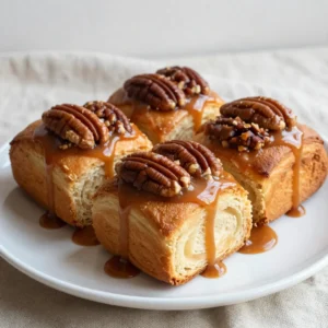 To make these sticky buns, you need a few key ingredients: - 3 cups all-purpose flour - 1/4 cup granulated sugar - 2 teaspoons instant yeast - 1/2 teaspoon salt - 1/4 cup unsalted butter, softened - 3/4 cup warm milk (about 110&deg;F) - 1 large egg - 1 cup packed brown sugar - 1/2 cup corn syrup - 1/4 cup unsalted butter, melted - 1 cup pecan halves - 1 teaspoon vanilla extract - 2 teaspoons ground cinnamon These ingredients create a soft dough and a rich caramel filling. The pecans add a nice crunch, which balances the sweet caramel. You can customize your sticky buns with a few fun additions. Here are some ideas: - Add chocolate chips for a sweet surprise. - Toss in raisins or dried cranberries for more texture. - Swap pecans for walnuts or almonds for a different nutty flavor. These options let you play with flavors and textures, making each batch special. If you need to substitute, here are some easy swaps: - Use almond milk instead of regular milk for a dairy-free option. - If you don&rsquo;t have unsalted butter, you can use salted butter. Just cut back on the added salt. - For a gluten-free version, replace all-purpose flour with a gluten-free blend. These substitutions can help you make delicious sticky buns, no matter what you have on hand! {{ingredient_image_1}} To start, gather your ingredients. In a large bowl, mix 3 cups of flour, 1/4 cup of sugar, 2 teaspoons of instant yeast, and 1/2 teaspoon of salt. This mix creates the base for the buns. In another bowl, whisk together 3/4 cup of warm milk, 1/4 cup of softened butter, and 1 large egg. Once mixed, pour this wet blend into the dry bowl. Stir until a soft dough forms. Knead the dough on a floured surface for about 5 to 7 minutes. It should feel smooth and elastic. Now, place the dough in a greased bowl. Cover it with a kitchen towel and let it rise in a warm spot for 1 hour. You want it to double in size. While the dough rises, let's make the caramel filling. In a small saucepan, combine 1 cup of packed brown sugar, 1/2 cup of corn syrup, 1/4 cup of melted butter, and 1 teaspoon of vanilla extract. Cook over medium heat. Stir until the sugar dissolves and the mixture becomes smooth. Once ready, toss in 1 cup of pecan halves. Make sure they are well mixed. Pour this caramel mix into a greased 9x13 inch baking dish, spreading it evenly across the bottom. This layer will be sweet and sticky. Now that your dough has risen, punch it down gently to release air. Roll it out into a rectangle, about 16 by 12 inches. Spread some softened butter over the dough. Then sprinkle with brown sugar, 2 teaspoons of ground cinnamon, and any extra pecans if you like. Starting from the long edge, roll the dough tightly into a log. Slice this log into 12 equal pieces. Place the sliced buns cut side up into the baking dish with caramel. Cover them lightly with plastic wrap and let them rise for another 30 minutes. Preheat your oven to 350&deg;F. Bake the buns for 25 to 30 minutes until golden brown. Once baked, let them cool in the pan for about 5 minutes. Finally, invert them onto a serving platter for a tasty treat. To get the best rise from your dough, keep a few things in mind. First, use warm milk around 110&deg;F. If it's too hot, it will kill the yeast. If it's too cold, the dough will take longer to rise. Second, cover the bowl with a towel. This keeps the dough warm and moist. Lastly, find a warm spot. An oven with just the light on works great! Overworking the dough is a common mistake. Once it is smooth and elastic, stop kneading. Let the dough rise until it doubles in size. If you rush this step, your buns will be dense. Another mistake is not measuring ingredients carefully. Use a kitchen scale for accuracy, especially with flour. For smooth caramel, stir constantly while it cooks. This helps dissolve the sugar evenly. If the caramel seems too thick, add a splash of water to loosen it. Make sure to pour it into the baking dish right away. If it cools, it will harden and stick. Lastly, mix in the pecans gently. You want them coated but not crushed. Pro Tips Ensure Proper Dough Temperature: Make sure your warm milk is around 110&deg;F to activate the yeast effectively, leading to a perfect rise. Use Fresh Yeast: Check the expiration date on your yeast. Fresh yeast ensures a better dough rise and fluffiness in your sticky buns. Don't Skip the Second Rise: Allowing the sliced buns to rise again for 30 minutes enhances their texture and ensures they are light and fluffy after baking. Serve Warm: For the best taste, serve the sticky buns warm. The caramel is gooey and delicious when fresh out of the oven! {{image_2}} If you want to try different nuts, pecans are not your only choice. Walnuts add a nice crunch and a slightly different flavor. Almonds can bring a sweet, mild taste that works well with caramel. For a twist, use hazelnuts for a rich, nutty flavor. Just chop them to match the size of pecans. This way, they mix well in the caramel. You can easily switch up the flavors in these sticky buns. Adding chocolate chips can give a sweet surprise. Just sprinkle them in with the brown sugar and cinnamon. For a zesty kick, try adding orange zest. This brightens the flavor and adds a fresh note. You can even mix in a bit of cocoa powder to the dough for a chocolatey base. If you need a gluten-free option, you can use gluten-free flour blends. Look for one that has a good mix of flours for best results. You might need to add more liquid since gluten-free flour can absorb more moisture. Use a gluten-free baking mix that includes xanthan gum to help with rise and texture. Follow the same steps, and you will have delightful sticky buns that everyone can enjoy! To keep your caramel pecan sticky buns fresh, store them in an airtight container. This helps maintain their softness and flavor. Place the container in a cool, dry area. They will stay good for about 2 to 3 days. If you want to keep them longer, consider freezing. When you want to enjoy leftover sticky buns, reheating is key. Preheat your oven to 350&deg;F (175&deg;C). Place the buns on a baking sheet and cover them with foil. Heat for about 10-15 minutes. This warms them up without drying them out. You can also use the microwave. Warm each bun for about 15-20 seconds. Just be careful not to overheat. Freezing is great for long-term storage. Allow the sticky buns to cool completely. Then, wrap each bun tightly in plastic wrap. Place the wrapped buns in a freezer-safe bag. They can last up to 3 months in the freezer. When you're ready to eat, thaw them overnight in the fridge. Reheat as mentioned before. Enjoy your delicious treat whenever you want! Yes, you can make the dough ahead of time. After mixing the dough, let it rise as usual. Then, punch it down and wrap it tightly in plastic wrap. Store it in the fridge. The next day, let it sit at room temperature for about 30 minutes before rolling it out. This makes the process easier when you&rsquo;re ready to bake. To check if the buns are done, look for a golden brown color. You can also tap the top gently; it should sound hollow. If you have a food thermometer, the center should reach 190&deg;F. This means they are fully baked. Trust your eyes and ears, and you will have perfect sticky buns. These sticky buns pair well with many items. Here are some ideas: - Fresh fruit like berries or bananas - A side of yogurt for creaminess - A cup of coffee or tea for warmth - Whipped cream or a drizzle of extra caramel for sweetness These options enhance the flavor and make your meal complete. Enjoy your delightful treat! In this post, we explored how to make caramel pecan sticky buns. We covered essential ingredients, step-by-step instructions, and helpful tips. I shared variations and storage info to keep your buns fresh. Remember, with some practice, you can master these treats. Don&rsquo;t be afraid to experiment with flavors and nuts. Enjoy your sticky buns warm, and share them with loved ones for smiles all around. Happy baking!