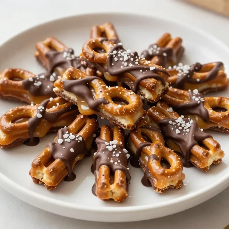 - 2 cups pretzel sticks - 1 cup granulated sugar - 1/4 cup unsalted butter - 1/4 cup heavy cream - 1 teaspoon vanilla extract - 1 cup semi-sweet chocolate chips - Sea salt for sprinkling - Alternatives for pretzels: You can use gluten-free pretzels if needed. They work well too. - Dairy-free options for chocolate and cream: Look for dark chocolate and coconut cream. They add rich flavor. - Natural sweeteners instead of granulated sugar: Try using coconut sugar or maple syrup. They can give a unique taste. This mix of ingredients is what makes the salted caramel pretzel bark so special. Each item plays a key role in the flavor and texture. The pretzels add crunch, while the caramel brings sweetness. Chocolate coats everything in a delicious layer. The sea salt gives that perfect balance, making every bite delightful. {{ingredient_image_1}} 1. Preheat your oven to 350°F (175°C). This heat is perfect for crisping pretzels. 2. Line a baking sheet with parchment paper. This keeps the bark from sticking. 3. Spread the pretzel sticks on the sheet in one even layer. Make sure they are not crowded. 4. Bake the pretzels for 10 minutes. They should turn a light golden color and smell great. 1. In a saucepan over medium heat, combine 1 cup of granulated sugar and 1/4 cup of unsalted butter. 2. Stir the mixture continuously. Keep stirring until the sugar dissolves. 3. After about 5-7 minutes, the mix will turn a lovely golden brown. 4. Now, carefully add 1/4 cup of heavy cream and 1 teaspoon of vanilla extract. Be careful, as it might bubble up. 5. Stir until the caramel is smooth. Remove it from the heat once done. 1. Pour the caramel evenly over the baked pretzel sticks. Make sure every pretzel is coated. 2. In a microwave-safe bowl, melt 1 cup of semi-sweet chocolate chips. Do this in 30-second intervals. 3. Stir the chocolate between each interval until it's fully melted and smooth. 4. Pour the melted chocolate over the caramel-covered pretzels. Spread it evenly with a spatula. 5. Sprinkle sea salt generously over the chocolate layer. This adds a perfect salty touch. 6. Place the baking sheet in the fridge for about 1 hour. This helps the bark set. 7. Once set, break the bark into pieces. Enjoy your sweet and salty treat! To make great caramel, avoid some common mistakes. First, do not stir the sugar and butter too much at the start. Let it melt gently. This helps it turn golden brown without burning. Watch the heat closely. If it's too high, your caramel may burn. For the right consistency, you want a thick, smooth mix. When you add the cream, do it slowly. The caramel may bubble. Keep stirring until it blends well. If it feels too thick, add a tiny bit more cream. For melting chocolate, I recommend using a microwave. Place the chocolate chips in a bowl. Heat them in 30-second bursts. Stir after each burst. This method helps the chocolate melt evenly. To get a smooth layer, ensure no water gets in the chocolate. Water can cause it to seize. If this happens, you can add a bit of oil to help it smooth out again. Store your bark in an airtight container. This keeps it fresh and crunchy. For best results, place it in a cool, dry area. Avoid heat and humidity. When serving, let your creativity shine. You can arrange pieces on a colorful platter. Add extra pretzels or a drizzle of caramel on top. This makes it look fancy and fun! Pro Tips Use Fresh Ingredients: Ensure your pretzels and chocolate chips are fresh for the best flavor and texture in your bark. Control the Heat: When making caramel, keep a close eye on the heat to avoid burning the sugar. Stir continuously for even cooking. Experiment with Toppings: Feel free to add nuts, crushed candies, or different types of chocolate on top for unique flavor combinations. Store Properly: Keep the bark in an airtight container in a cool, dry place to maintain its crispiness and flavor for longer. {{image_2}} You can add nuts or dried fruits to your bark. Chopped pecans, almonds, or walnuts add great crunch. Dried cranberries or cherries bring a sweet and tangy taste. Mix and match to find your favorite combo. Experimenting with different types of chocolate can also change the taste. Try milk chocolate for a sweeter bark. Dark chocolate adds depth and richness. If you like white chocolate, it creates a creamy contrast to the caramel. For Halloween, add candy corn or chocolate pumpkins. This gives your bark a fun twist. During the holidays, sprinkle crushed peppermint on top. It adds a festive flavor and a pop of color. You can also use seasonal ingredients. In fall, add pumpkin spice to the caramel. For summer, try a touch of citrus zest. These small changes can make your bark unique and exciting. If you're looking for vegan adaptations, use coconut cream instead of heavy cream. Replace butter with coconut oil for a rich texture. Use dairy-free chocolate chips to keep it vegan-friendly. For gluten-free options, make sure to use gluten-free pretzels. Many brands offer these, so check the labels. This way, everyone can enjoy your tasty treat without worry. To keep your salted caramel pretzel bark fresh, store it in an airtight container. This helps prevent moisture and keeps it crunchy. Use a container that fits the bark snugly, so it does not move around. If you have a lot of bark, stack layers with parchment paper in between. This will stop them from sticking together. Your salted caramel pretzel bark lasts about two weeks when stored properly. If it has a soft feel or smells off, it is time to toss it. Look for any signs of mold, too. If you notice any, don't eat it. Always check before enjoying your sweet treat! To make smooth caramel, use a heavy saucepan. Heat the sugar and butter gently. Stir constantly until the mixture turns golden brown. This step is key. If you rush it, the sugar can clump. When you add heavy cream, do it slowly. The mixture may bubble, so be careful. Keep stirring until it is fully mixed. Once done, remove it from heat right away. This method helps avoid graininess. Yes, you can use white chocolate! It will change the flavor. White chocolate adds a sweeter taste. If you love that, go for it. Just melt it in the same way as semi-sweet chocolate. Use 30-second intervals in the microwave. Stir after each interval until it’s smooth. The bark will still be delicious with this swap. Yes, you can make this bark ahead of time! After it sets in the fridge, cut it into pieces. Store it in an airtight container. This keeps it fresh for about one week. If you want to store it longer, freeze the bark. Just wrap it well in plastic wrap. When you want to eat it, let it thaw in the fridge. Preparation tips for making ahead and storing: - Use parchment paper to line the container. - Avoid stacking pieces too high to prevent sticking. - Label your container with the date for easy tracking. In this post, we explored a fun recipe that combines pretzel sticks and caramel for a tasty bark. We covered every detail, from ingredients to easy prep steps. I shared tips on avoiding common mistakes and even suggested fun variations. Remember, you can substitute and adapt based on your needs. Enjoy the creative process and don’t be afraid to try something new. Your delicious treat will impress everyone!