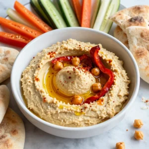 To make a great roasted red pepper hummus, you need some key ingredients. These include: - 1 cup canned chickpeas, drained and rinsed - 1 large roasted red pepper - 2 tablespoons tahini - 2 tablespoons fresh lemon juice - 1-2 cloves garlic, minced - 2 tablespoons olive oil - 1/2 teaspoon ground cumin - Salt to taste - Water as needed These items form the base of your hummus. The roasted red pepper adds a nice sweetness and depth of flavor. Tahini gives it a creamy texture and a nutty taste. Lemon juice brightens the dish, while garlic adds a kick. For best results, I like to use canned chickpeas. They are easy and quick to use. Some of my favorite brands are Goya and Eden Foods. Both brands offer quality chickpeas that are tender and flavorful. If you prefer, you can also cook dried chickpeas. Just soak them overnight and then boil until soft. You can boost the flavor of your hummus even more with a few optional ingredients: - A pinch of smoked paprika - A dash of cayenne pepper for heat - Fresh herbs like parsley or cilantro Adding these will give your hummus a unique twist. Smoked paprika adds a warm, smoky flavor. Cayenne pepper gives it a spicy kick. Fresh herbs add brightness and freshness. Feel free to mix and match these options based on your taste! {{ingredient_image_1}} To make roasted red pepper hummus, start by gathering your ingredients. You need: - 1 cup canned chickpeas, drained and rinsed - 1 large roasted red pepper - 2 tablespoons tahini - 2 tablespoons fresh lemon juice - 1-2 cloves garlic, minced - 2 tablespoons olive oil - 1/2 teaspoon ground cumin - Salt to taste - Water as needed for consistency Make sure your chickpeas are rinsed well to remove any can taste. Use a roasted red pepper from a jar or roast your own. If you roast your own, you can control the flavor better. Cut the pepper into smaller pieces to help the blender. Now that you have your ingredients ready, it is time to blend. In a food processor, add the chickpeas, roasted red pepper, tahini, lemon juice, and minced garlic. Blend on high until smooth. Scrape down the sides if needed. This ensures everything mixes well. While the food processor runs, slowly pour in the olive oil. This step helps the hummus become creamy. Next, add the ground cumin and salt. Blend again to mix. If the hummus seems too thick, add a few tablespoons of water. Blend again until you reach your desired texture. Taste your hummus during the process. You can adjust the flavor to your liking. If you want more zing, add a bit more lemon juice. If you need more salt, sprinkle it in and blend again. For a thinner hummus, add more water in small amounts. Blend until you see the right smoothness. If you want a bit of spice, consider adding a pinch of cayenne pepper. This can give your hummus a nice kick. Enjoy creating the perfect hummus dip! Roasting red peppers adds a sweet, smoky flavor to your hummus. You can buy them pre-roasted or roast them yourself. To roast at home, place whole peppers on a baking sheet. Set your oven to 450&deg;F (230&deg;C). Roast them for about 20-25 minutes, turning halfway. You'll know they are done when the skin is blackened and blistered. After roasting, place peppers in a bowl and cover with plastic wrap for about 10 minutes. This step helps loosen the skin. Then, peel off the skin under cool water. Remove the seeds and stems, and you&rsquo;re ready to blend! Many people make the hummus too thick. This happens when you don&rsquo;t add enough liquid. Always start with the base ingredients first. Then, blend and add water little by little until you reach the right texture. Over-blending can make it gummy. Blend just until smooth. Also, don't skip the salt! It enhances all the flavors. Taste your hummus as you go, and adjust the seasoning. The perfect hummus should be creamy and smooth. If yours feels gritty, use a food processor instead of a blender. It makes a big difference! Start with the chickpeas, red pepper, tahini, lemon juice, and garlic. Blend until smooth. Drizzle in olive oil while blending. If it&rsquo;s too thick, add cold water, one tablespoon at a time. Keep blending until you reach a silky texture. Remember, the flavors will develop more as it sits. So let it rest in the fridge before serving. Pro Tips Use Fresh Ingredients: Ensure your lemon juice is freshly squeezed for the best flavor. Fresh ingredients significantly enhance the taste of your hummus. Adjust the Garlic: Depending on your preference, you can adjust the amount of garlic. For a milder flavor, use only 1 clove, or for a bolder taste, add more. Chill Before Serving: For the best taste and texture, let your hummus chill in the refrigerator for at least 30 minutes before serving. This allows the flavors to meld beautifully. Experiment with Toppings: Don&rsquo;t hesitate to get creative with toppings! Try adding roasted pine nuts, fresh herbs, or a sprinkle of chili flakes for extra flavor and visual appeal. {{image_2}} To make your hummus spicy, add jalape&ntilde;o or red pepper flakes. Start with a small amount. Blend it in when you mix the other ingredients. Taste it and add more if you want more heat. This kick adds a fun twist to the smooth, creamy dip. Fresh herbs can make your hummus even better. Try adding cilantro, parsley, or basil. Chop them finely and mix them in. You can also use dried herbs like oregano or thyme. These will bring a fresh taste that pairs well with the roasted red pepper. You can change some ingredients to fit your diet. For a nut-free option, skip the tahini or use sunflower seed butter. If you want a lower-sodium version, rinse your chickpeas well. You can also use lemon zest instead of juice for a bright flavor without the acidity. These swaps keep the dish tasty while meeting your needs. To keep your hummus fresh, place it in an airtight container. Seal it tightly to avoid air getting in. Store it in the fridge right after serving. It will stay good for about four to five days. Before serving again, check for any changes in smell or color. You can freeze leftover hummus for later use. To do this, scoop the hummus into a freezer-safe container. Leave some space at the top for expansion. Hummus can last up to three months in the freezer. When you&rsquo;re ready to eat it, thaw it overnight in the fridge. Stir well before serving. Use glass or BPA-free plastic containers for storing hummus. Glass containers are great because they do not hold odors. They are also easy to clean. If you use plastic, make sure it is food-safe. Choose containers with tight lids to keep your hummus fresh and tasty. Chickpeas are packed with protein. This makes them great for muscle health. They also have fiber, which helps with digestion. Eating chickpeas may lower cholesterol levels. They contain vitamins and minerals, too. These include iron, magnesium, and folate. All of these support overall health. Plus, chickpeas can help you feel full longer. This may aid in weight management. Yes, you can make hummus without tahini. Some people use yogurt or nut butter as a substitute. This keeps the dip creamy and rich. You can skip tahini and still enjoy great flavor. Just add more olive oil or lemon juice. This helps balance the taste. Feel free to experiment with your favorite ingredients. Homemade hummus lasts about five to seven days in the fridge. Store it in an airtight container. This keeps it fresh longer. If you see any change in color or smell, it's best to toss it. Always check your hummus before eating. Enjoy it fresh for the best taste! Roasted red pepper hummus offers rich flavor and healthy benefits. We covered essential and optional ingredients that enhance taste. The step-by-step guide makes preparation easy, and tips help avoid common issues. Variations let you customize recipes for your tastes and dietary needs. Proper storage ensures your hummus stays fresh longer. Remember, with a few tweaks, you can create the perfect hummus every time. Enjoy your culinary adventure with this delicious snack!