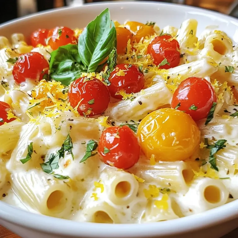 - 1 block (8 oz) feta cheese - 2 cups cherry tomatoes, halved - 1/4 cup olive oil The main stars of this dish are feta cheese, cherry tomatoes, and olive oil. Feta cheese brings creaminess and tanginess. Cherry tomatoes add sweetness and color. Olive oil is key for flavor and helps the cheese melt. - 3 cloves garlic, minced - 1 teaspoon dried oregano - 1/2 teaspoon red pepper flakes (optional) - Salt and pepper to taste Garlic adds depth to the dish. Dried oregano gives a nice herbal note. Red pepper flakes add a hint of heat, but you can skip them if you prefer mild flavors. Salt and pepper enhance everything, making each bite tasty. - 12 oz pasta (penne or spaghetti works best) - Importance of reserve pasta water Choose penne or spaghetti for this recipe. Both types hold the sauce well. Reserve 1/2 cup of pasta water before draining. This starchy water helps adjust the sauce's thickness. It makes the pasta creamy and helps it cling to every bite. {{ingredient_image_1}} 1. Start by preheating your oven to 400°F (200°C). This step is key. A hot oven helps cook the feta and tomatoes perfectly. 2. Grab a baking dish. Arrange the halved cherry tomatoes in the dish. Place the block of feta cheese right in the center. This setup allows the flavors to blend as they bake. 3. Next, drizzle olive oil over the tomatoes and feta. This adds a nice richness. Sprinkle minced garlic, dried oregano, red pepper flakes, salt, and pepper on top. 1. Now, bake the dish in your preheated oven for 25-30 minutes. Keep an eye on it! You want the feta to turn golden and the tomatoes to blister. These visual cues show it's almost ready. 2. While the feta and tomatoes bake, cook your pasta. Follow the package instructions until it’s al dente. Remember to reserve 1/2 cup of pasta water before you drain it. This water helps adjust the sauce later. 1. Once the feta and tomatoes are done baking, take the dish out of the oven. Use a fork to mash the feta and mix it with the bursting tomatoes. This creates a creamy sauce that brings everything together. 2. Add the cooked pasta to the baking dish. Toss gently to combine everything. If it seems too thick, add the reserved pasta water a little at a time. This step helps you achieve the perfect sauce consistency. 3. Finish your dish with lemon zest and fresh basil. These add brightness and flavor. Taste it and adjust the seasoning with salt and pepper if needed. 4. Serve your cheesy pasta right away and enjoy! To make sure your pasta is al dente, follow these steps: - Boil water and add salt before adding the pasta. - Cook the pasta according to the package time but check a minute early. - Taste a piece; it should be firm but not hard. For mashing the feta and tomatoes: - Use a fork to gently press the feta. - Mix it well with the tomatoes until you get a creamy sauce. - You can also use a potato masher for a smoother texture. For serving suggestions: - Use a bright bowl to show off your dish. - Serve it warm right from the oven for an inviting look. Garnishing ideas include: - Add fresh basil leaves on top for color and flavor. - Sprinkle lemon zest for brightness and a fresh touch. You can enhance flavors with more herbs or citrus options: - Try adding fresh parsley or thyme for extra taste. - A splash of lemon juice gives a nice zing. For pairing suggestions: - This pasta goes well with a light salad or grilled chicken. - Serve it with crusty bread to soak up the sauce. Pro Tips Choose the Right Pasta: Using pasta like penne or spaghetti allows the creamy sauce to cling well, enhancing the flavor in every bite. Fresh Herbs Matter: Always opt for fresh basil over dried for a brighter, more aromatic finish to your dish. Control the Creaminess: Adjust the consistency of the sauce by adding reserved pasta water gradually until you reach your desired creaminess. Serve Immediately: This dish is best enjoyed fresh out of the oven while the sauce is creamy and the flavors are at their peak. {{image_2}} You can make this dish more fun with different ingredients. For a vegan twist, try using cashew cheese or tofu feta. These options give a creamy taste without dairy. You can also change the vegetables. Instead of cherry tomatoes, use bell peppers, zucchini, or spinach. Each choice adds a unique flavor and color. While penne and spaghetti shine in this recipe, you can swap in other pasta types. Fusilli, farfalle, or even rotini work well too. They all mix nicely with the sauce. If you need gluten-free options, choose pasta made from rice or chickpeas. These alternatives taste great and fit different diets. Want some heat? Add extra red pepper flakes for a spicy kick. You can also toss in some crushed chili peppers for more flavor. For a Mediterranean twist, try adding olives, artichokes, or sun-dried tomatoes. These will give your dish a new vibe and make it even tastier. To keep your TikTok viral feta pasta fresh, store it in an airtight container. This helps keep moisture in and smells out. Make sure to let it cool down before placing it in the fridge. The pasta can last for about 3 to 5 days when stored properly. If you notice any changes in smell or color, it's best to toss it. When you’re ready to enjoy leftovers, the best way to reheat is on the stove. Place the pasta in a pan over low heat. Add a splash of water or olive oil to keep it moist. Stir often to avoid sticking. If you prefer the microwave, cover the dish with a lid or a microwave-safe wrap. Heat it in short bursts, stirring in between. This way, you keep that creamy texture. If you want to save some for later, you can freeze the pasta. First, let it cool completely. Then, place it in a freezer-safe container or a zip-top bag. Be sure to remove as much air as possible. You can freeze it for up to 3 months. When you’re ready to eat, thaw it in the fridge overnight. Reheat as mentioned before for the best taste and texture. TikTok Viral Feta Pasta is a simple dish that took the internet by storm. It started on TikTok in early 2021 and quickly became a trend. The recipe combines creamy feta cheese, juicy cherry tomatoes, and pasta into one tasty meal. The easy cooking method and delicious results made it a favorite. I love how it brings people together, making cooking fun and enjoyable for everyone. Yes, you can make TikTok Viral Feta Pasta ahead of time! This dish is great for meal prep. Cook the pasta and bake the feta and tomatoes as usual. After mixing, let it cool. Store it in a sealed container in the fridge for up to three days. When you're ready to eat, just reheat it gently on the stove. You might need to add a splash of water to keep it creamy. If you can’t find feta cheese, don’t worry! You can use other cheeses, like goat cheese or ricotta. Both will give you a creamy texture. For a vegan option, try using tofu or cashew cheese. These alternatives still provide a nice taste and texture to the dish. Enjoy mixing and matching to find your favorite flavor! This blog post showed you how to make a delicious TikTok viral feta pasta. You learned about key ingredients like feta, cherry tomatoes, and olive oil, and how to add flavor with seasonings. I shared step-by-step instructions on preparing, baking, and mixing. Cooking tips ensured your pasta is just right, while variations offer fun twists. Remember, storing and reheating properly keeps the dish fresh. Go ahead and try this recipe. It’s easy, fun, and tasty. Enjoy your cooking adventure!