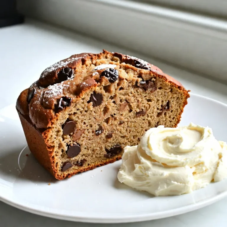 - Canned pumpkin puree: This is the star of your bread. It adds moisture and flavor. - Sugars: You will need 1 cup of granulated sugar and ½ cup of brown sugar. The brown sugar gives a deeper taste. - Vegetable oil and eggs: Use ½ cup of vegetable oil and 3 large eggs. These keep the bread soft and rich. - Baking essentials: You need 2 cups of all-purpose flour, 1 teaspoon of baking soda, ½ teaspoon of baking powder, and ½ teaspoon of salt. These help the bread rise. - Spices: Add 1 teaspoon of ground cinnamon, ½ teaspoon of ground nutmeg, and ½ teaspoon of ground ginger. These spices bring warmth and a cozy fall taste. - Chocolate chips and optional pecans: Use 1 cup of semi-sweet chocolate chips for sweetness. If you like, add ½ cup of chopped pecans for crunch. This mix of ingredients makes a delightful loaf. Each bite will give you a taste of fall. {{ingredient_image_1}} First, preheat your oven to 350°F (175°C). This step is key for even baking. While the oven heats, grab a 9x5-inch loaf pan. Grease the pan with butter or oil, then dust it with flour. This will help the bread slide out easily after baking. In a large bowl, add 1 ½ cups of canned pumpkin puree. Next, mix in 1 cup of granulated sugar and ½ cup of packed brown sugar. Add ½ cup of vegetable oil, 3 large eggs, and 1 teaspoon of vanilla extract. Whisk these ingredients together until they are well blended. This mixture should be smooth and creamy. Take another bowl and sift together the dry ingredients. Combine 2 cups of all-purpose flour, 1 teaspoon of baking soda, ½ teaspoon of baking powder, and ½ teaspoon of salt. Add 1 teaspoon of ground cinnamon, ½ teaspoon of ground nutmeg, and ½ teaspoon of ground ginger. Sifting helps to mix the dry ingredients evenly and removes any lumps. Now, it’s time to mix the wet and dry ingredients. Gradually fold the dry mixture into the wet mixture. Use a spatula or a wooden spoon. Be sure not to overmix; you want the batter just combined. Once mixed, fold in 1 cup of semi-sweet chocolate chips. If you like, add ½ cup of chopped pecans too. This adds a nice crunch. Pour the batter into the prepared loaf pan. Smooth the top with a spatula to make it even. Bake in the preheated oven for 60 to 70 minutes. Check for doneness by inserting a toothpick into the center. If it comes out clean, your bread is ready. After baking, take the pan out of the oven. Let the pumpkin bread cool in the pan for about 15 minutes. Then, carefully transfer it to a wire rack to cool completely. This helps prevent sogginess. Slice and enjoy! To make your chocolate chip pumpkin bread fluffy, avoid overmixing the batter. When you mix the wet and dry ingredients, combine them gently until just blended. This keeps the bread light and airy. For doneness, perform a simple toothpick test. Insert a toothpick into the center of the loaf. If it comes out clean or with a few crumbs, your bread is ready. If it's wet, give it more time in the oven. A nice touch to your finished bread is a light dusting of powdered sugar. It adds sweetness and looks great. You can also serve your bread with cream cheese for a creamy contrast. To make it even more appealing, sprinkle some pumpkin seeds or extra chocolate chips on top. Every oven heats a bit differently. If your oven runs hot or cold, adjust the baking time. Start checking for doneness at 60 minutes. Using room temperature ingredients helps the batter mix better. It leads to a smoother texture and better rise. Take your eggs and oil out of the fridge beforehand for the best results. Pro Tips Use Fresh Pumpkin: If you prefer a richer flavor, consider using fresh pumpkin instead of canned. Roast and puree your own pumpkin for the best taste! Don't Overmix: When combining wet and dry ingredients, mix until just combined. Overmixing can lead to a dense and tough bread. Check for Doneness: Every oven is different; check your bread a few minutes before the suggested time. It’s done when a toothpick comes out clean from the center. Store Properly: To keep your bread fresh, store it in an airtight container at room temperature for up to 3 days, or refrigerate for longer shelf life. {{image_2}} You can change the flavor of your chocolate chip pumpkin bread by adding spices. Try cloves for a warm, rich taste. You can mix in white chocolate or milk chocolate chips instead of semi-sweet ones. This will give a creamier texture and different sweetness. Want to add more texture? Toss in some chopped nuts or dried fruits. Pecans, walnuts, or cranberries work great. If you have dietary needs, swap the all-purpose flour for a gluten-free mix. You can also use flax eggs or applesauce instead of regular eggs for a vegan option. Make mini loaves or muffins for fun, portable treats. This way, everyone can have their own. Pair your pumpkin bread with coffee or tea. The warmth of the drink enhances the bread's flavor and makes for a cozy snack. To store leftovers, let the bread cool fully. Wrap it tightly in plastic wrap. You can also use aluminum foil. This helps keep the bread moist. If you want to keep it fresh longer, place it in an airtight container. You can store it at room temperature for a few days. If you prefer, put it in the fridge. This can extend its freshness. If you want to freeze the bread, first let it cool completely. Wrap it well in plastic wrap and then in foil. This will help prevent freezer burn. For best results, use it within three months. To thaw, take it out of the freezer. Leave it at room temperature for a few hours. You can also heat slices in the microwave for a quick treat. At room temperature, the bread lasts about 3 to 4 days. In the fridge, it can stay fresh for up to a week. If you freeze it, you can keep it for about three months. Always check for any signs of spoilage before eating. This ensures you enjoy the best flavor and texture. Yes, you can use fresh pumpkin. Fresh pumpkin puree has a lighter taste than canned. To make fresh puree, cook the pumpkin until soft, then blend it smooth. This method may change the bread's texture slightly, making it denser. If you prefer a sweeter flavor, you might want to adjust the sugar. The best way to check if your pumpkin bread is done is with a toothpick. Insert a toothpick into the center of the loaf. If it comes out clean, your bread is ready. If you see wet batter, bake it for a few more minutes. Look for a golden-brown crust and a firm top. Absolutely! You can mix the batter a day ahead. Store it in the fridge, covered tightly. You can also bake the bread and let it cool. Then wrap it in plastic wrap and store it in the fridge for up to a week. This helps the flavors blend nicely. If you need an egg substitute, use unsweetened applesauce. Use 1/4 cup of applesauce for each egg. You can also use mashed bananas or flaxseed. For flaxseed, mix one tablespoon of ground flaxseed with three tablespoons of water. Let it sit for a few minutes before adding it to the mix. To make this pumpkin bread gluten-free, swap the all-purpose flour for a gluten-free flour blend. Look for blends that include xanthan gum for better texture. Be sure to check all other ingredients for gluten. This helps keep your bread fluffy and moist without losing flavor. You now have a complete guide to making chocolate chip pumpkin bread. We covered all the essential ingredients, from pumpkin puree to spices and chocolate chips. I shared step-by-step instructions, tips for perfecting your bread, and ways to add your own twist. Remember, baking is both science and art. Enjoy exploring different flavors and sharing your creation. With these tips, you’ll bake the best pumpkin bread ever. Happy baking!